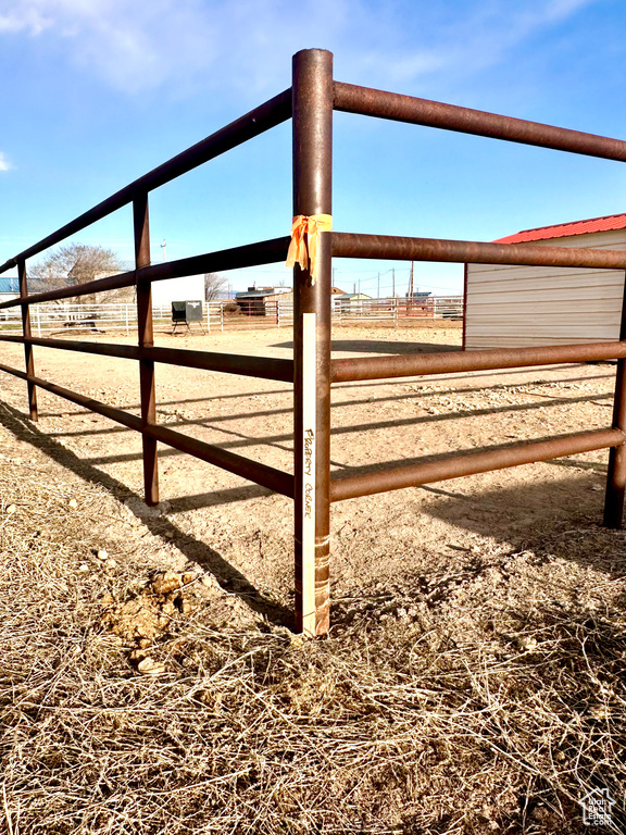 Exterior space featuring a rural view