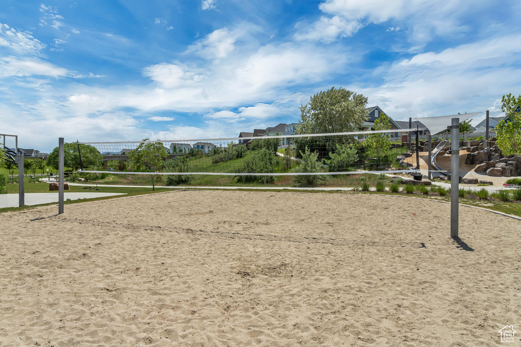 View of property\'s community featuring volleyball court