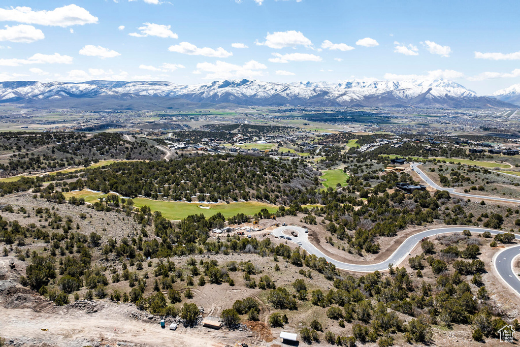 Bird's eye view with a mountain view