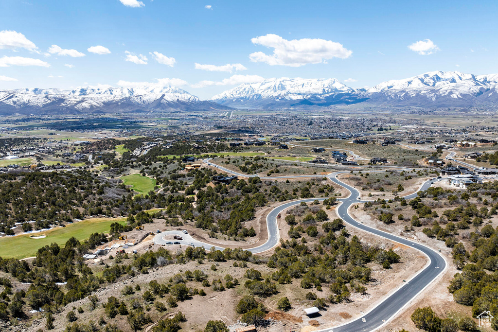 Drone / aerial view with a mountain view