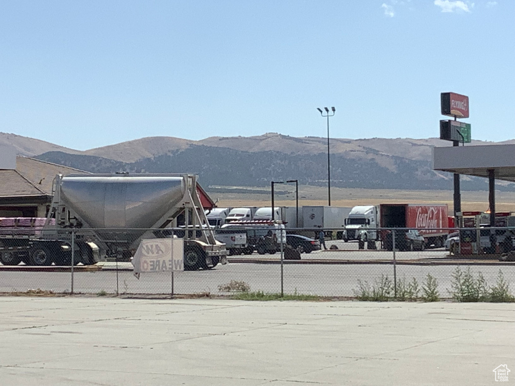 Exterior space featuring a mountain view