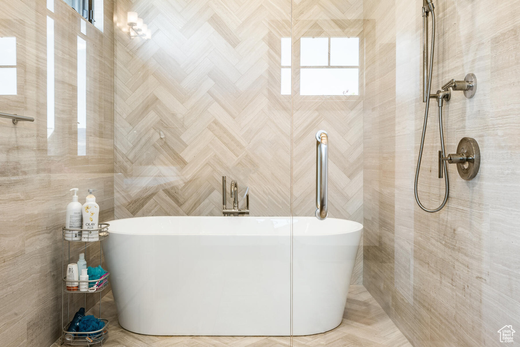 Bathroom with tile walls