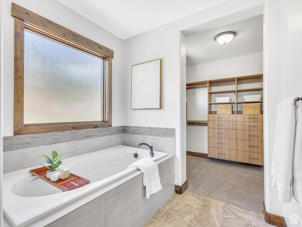 Bathroom featuring a garden tub