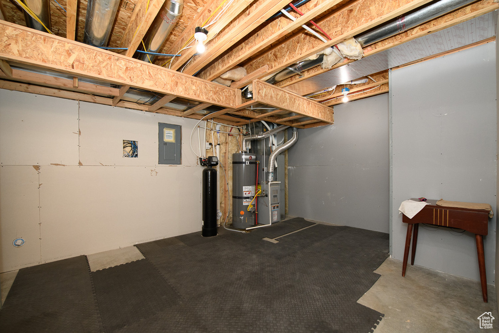 Basement with secured water heater