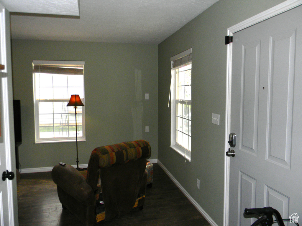 Interior space with dark wood-type flooring
