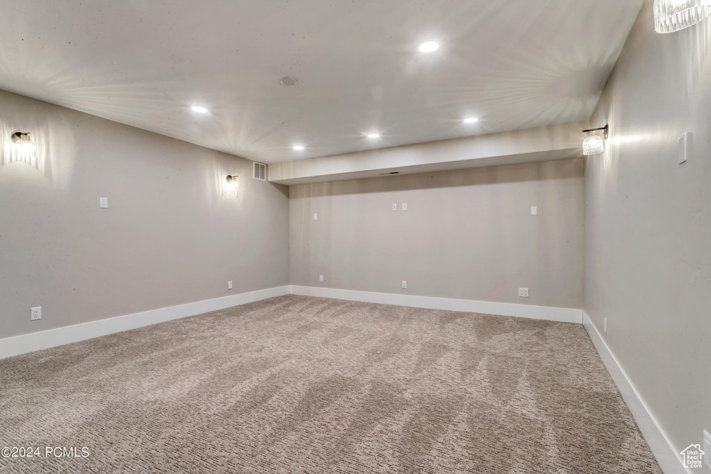Basement featuring carpet floors