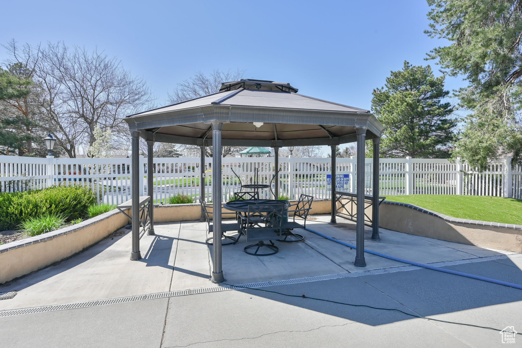 Exterior space with a gazebo