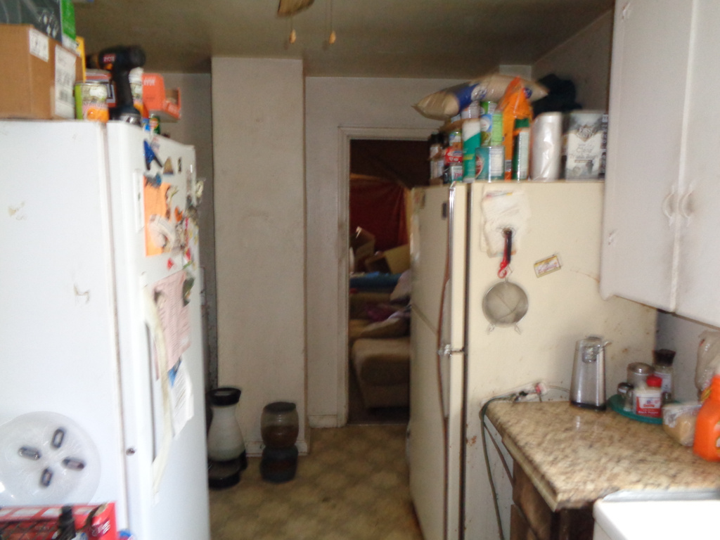 Kitchen with white refrigerator