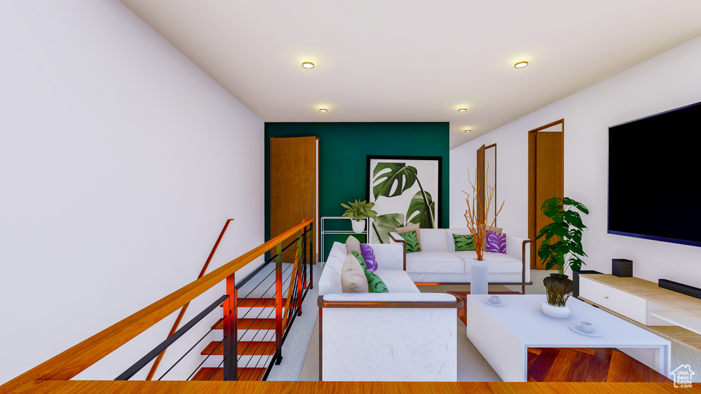 Interior space with light hardwood / wood-style floors