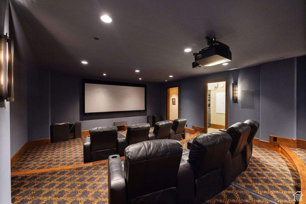 View of carpeted cinema room