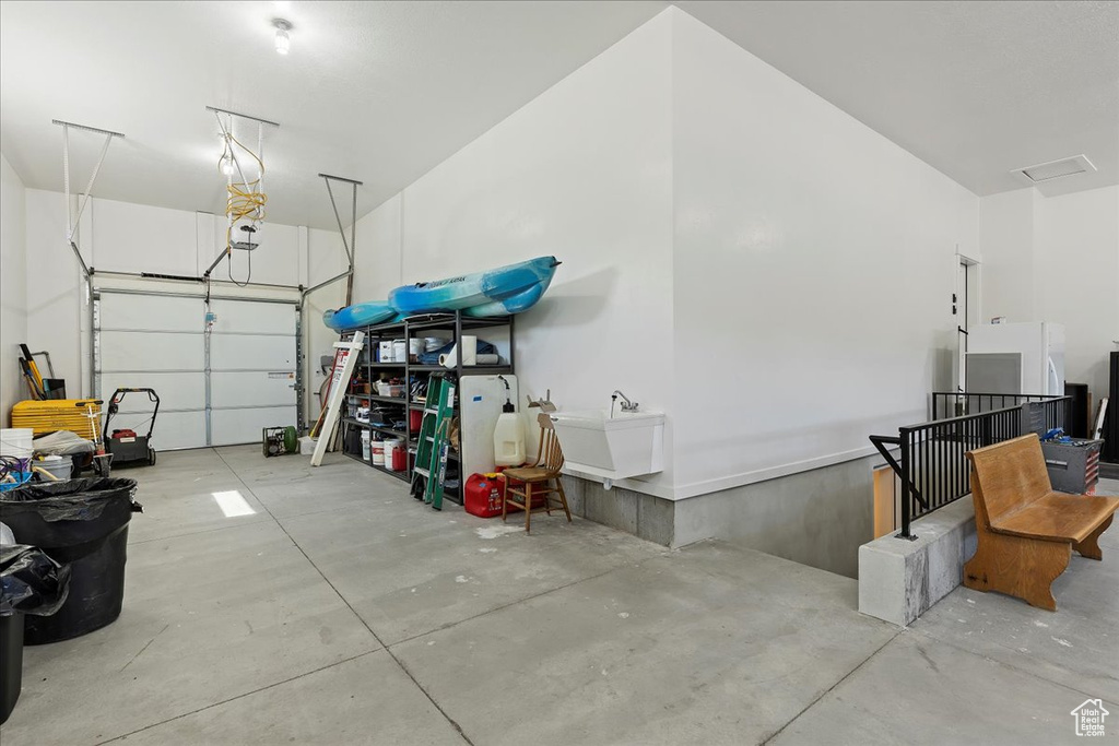 Garage featuring sink