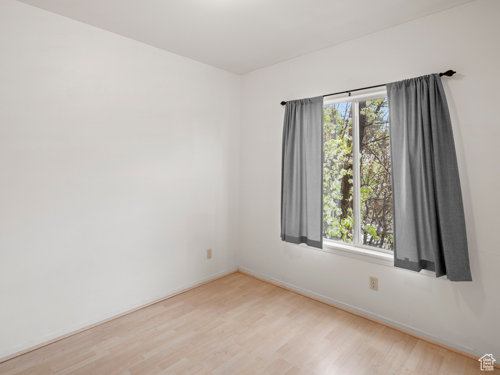 Spare room featuring plenty of natural light and light hardwood / wood-style floors