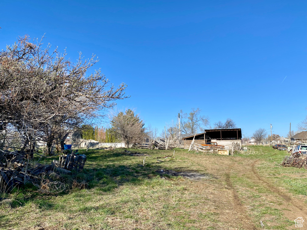 View of yard with an outdoor structure