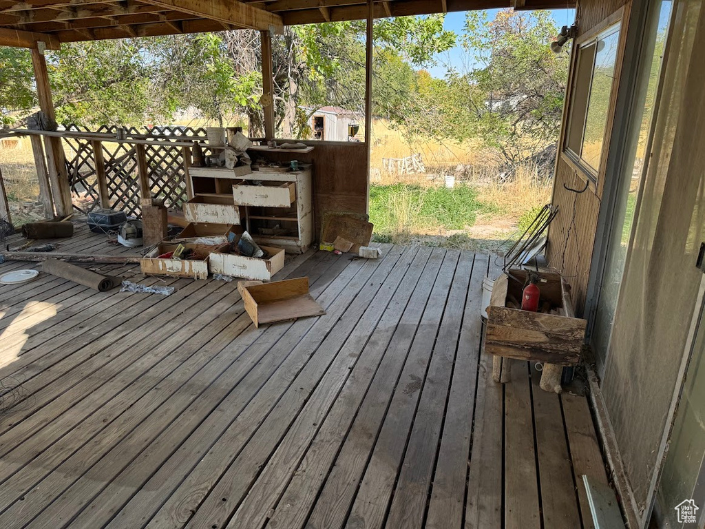 View of wooden deck