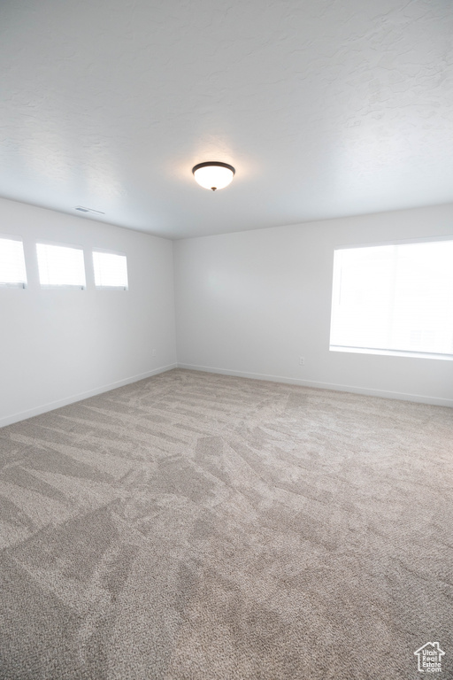 Carpeted spare room featuring a wealth of natural light