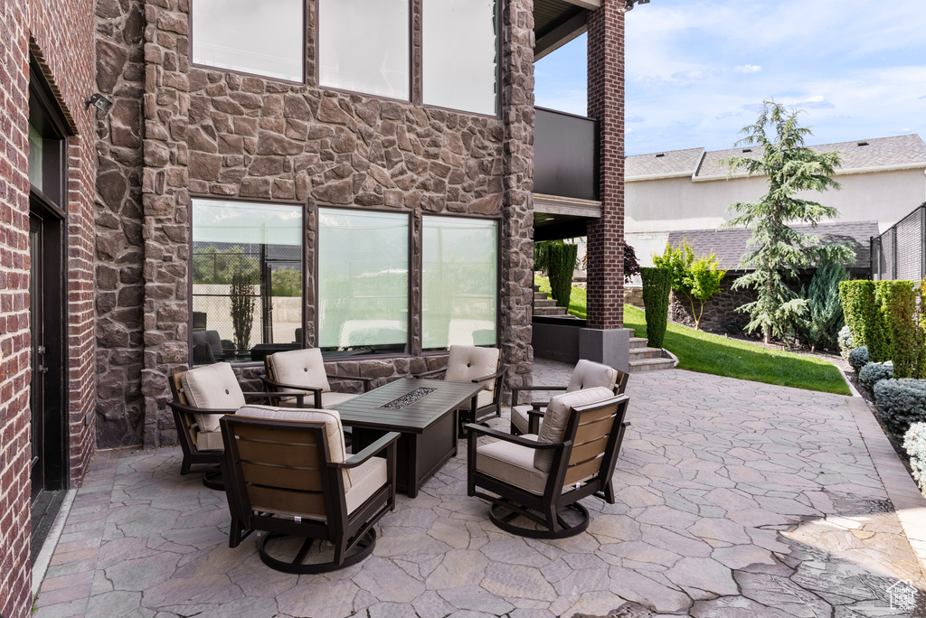 View of patio featuring outdoor lounge area