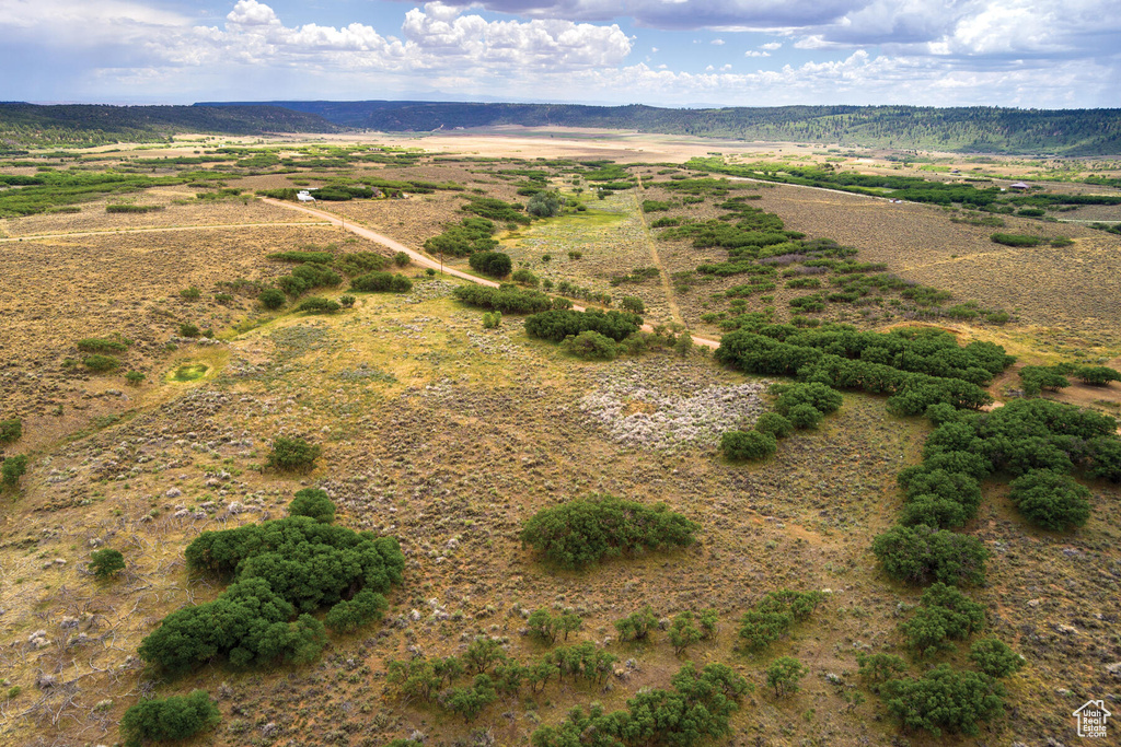 Birds eye view of property with a rural view