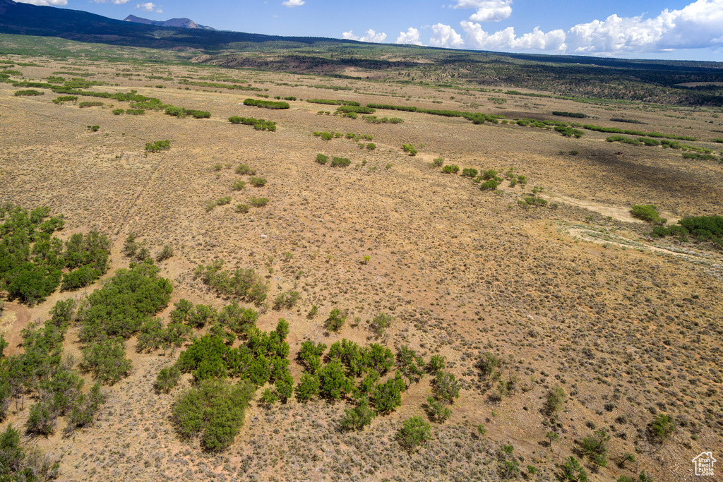 Birds eye view of property with a mountain view