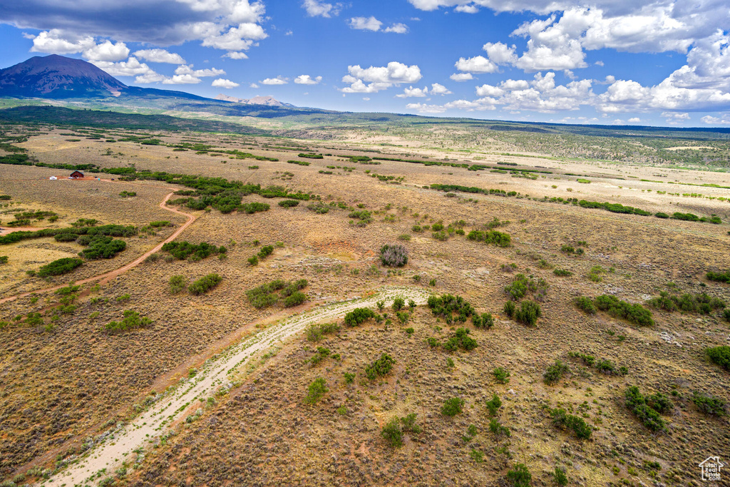 Drone / aerial view with a mountain view