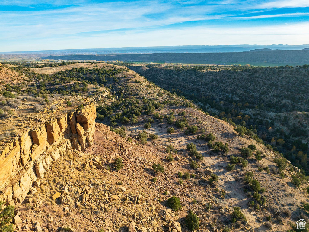 Drone / aerial view with a mountain view