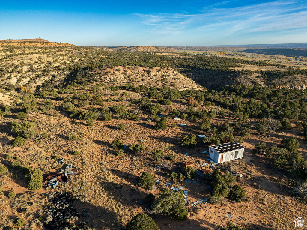 Aerial view featuring a mountain view