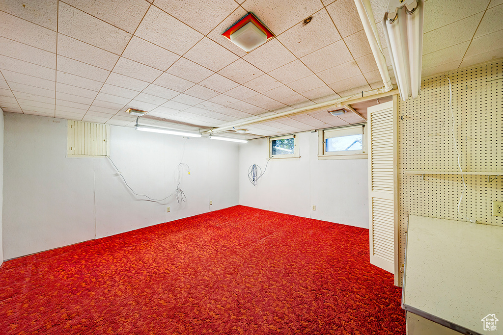 Basement featuring carpet floors