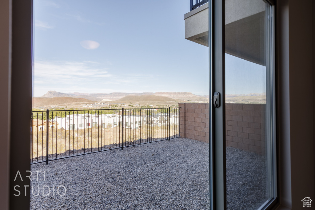 Balcony with a mountain view