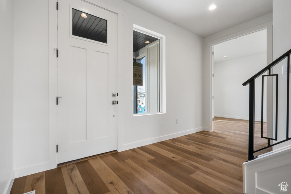 Foyer featuring dark hardwood / wood-style flooring