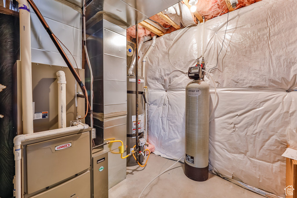 Utility room with water heater