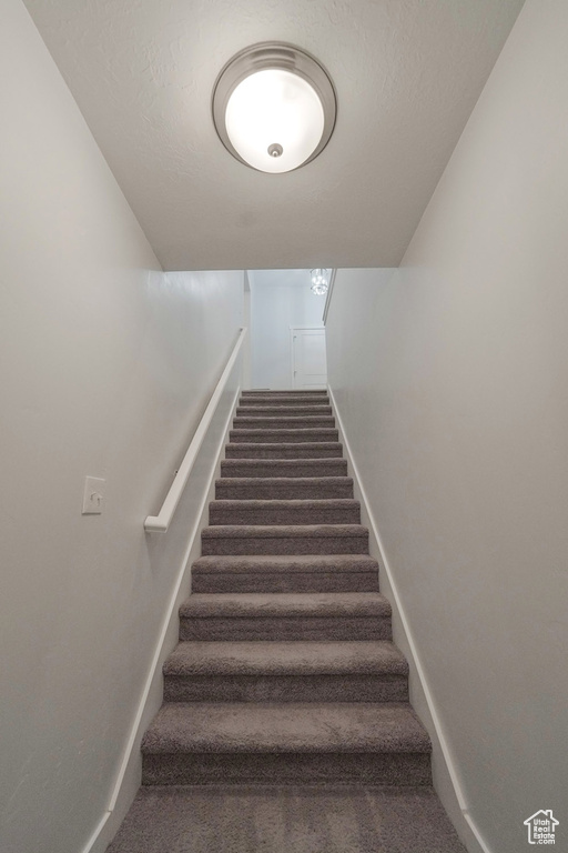 Stairway with dark carpet