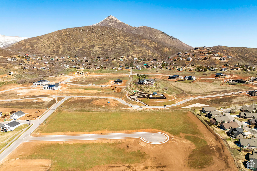 Aerial view featuring a mountain view