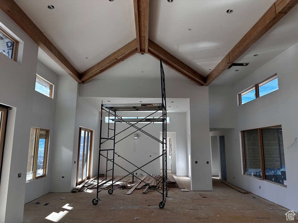 Interior space featuring a high ceiling