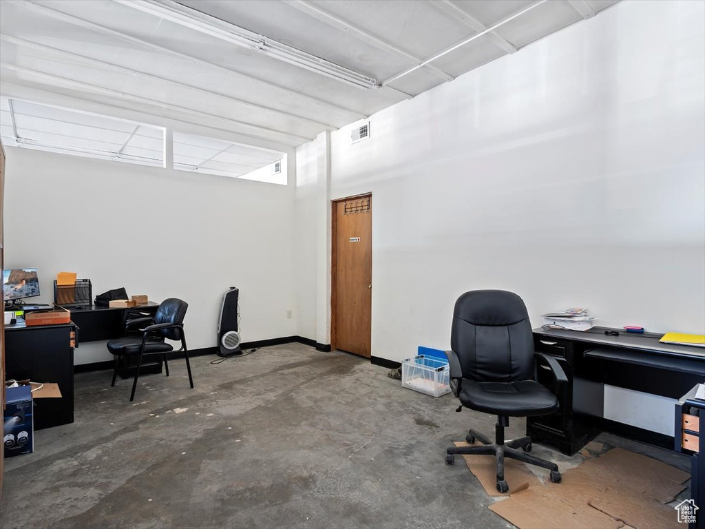 Office space with concrete floors