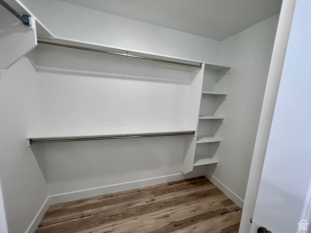 Spacious closet with hardwood / wood-style flooring