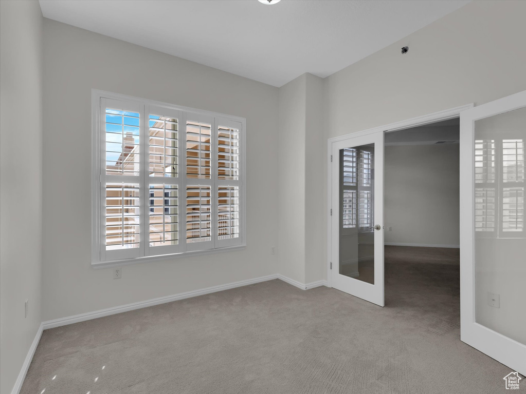 Interior space featuring a closet and carpet flooring