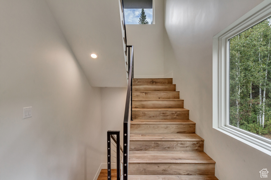 Stairs with plenty of natural light