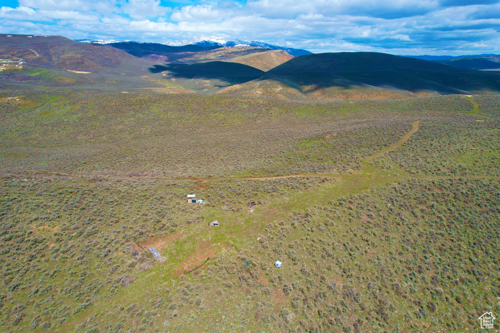 Bird\'s eye view featuring a mountain view