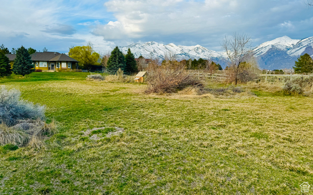View of yard featuring a rural view and a mountain view