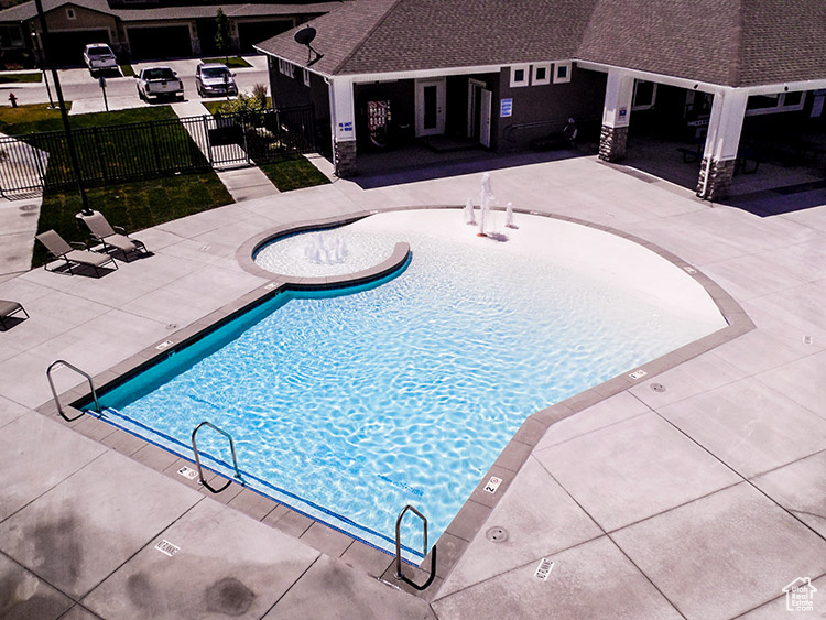 View of pool featuring a patio