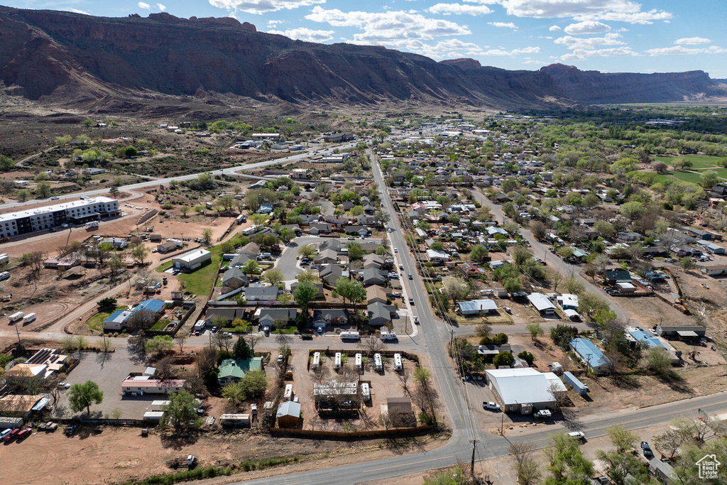 Bird's eye view with a mountain view