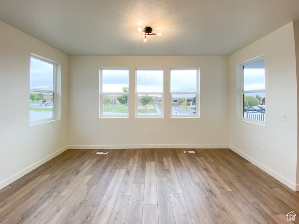 Unfurnished room with plenty of natural light and light hardwood / wood-style floors