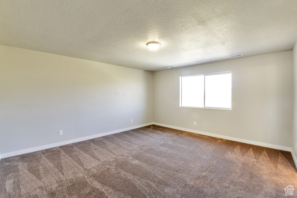 Spare room with carpet floors and a textured ceiling