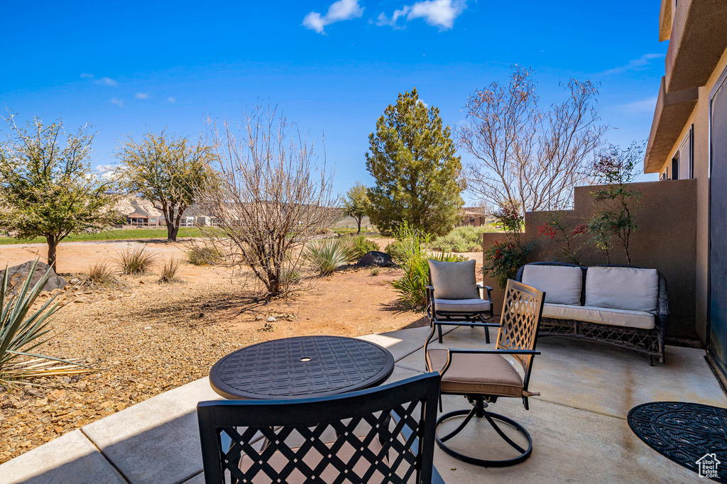 View of terrace featuring an outdoor living space