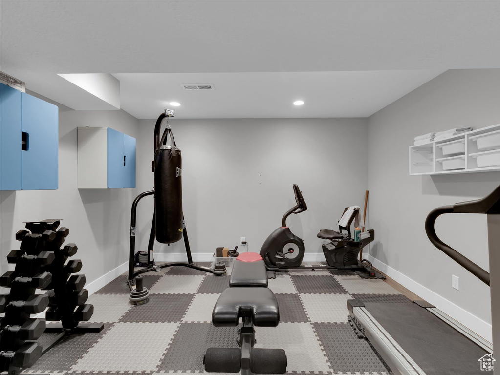 Exercise area with carpet