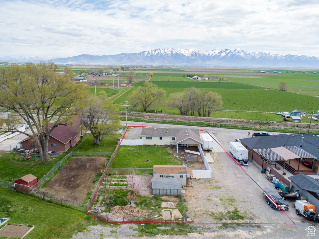 Bird's eye view with a mountain view and a rural view