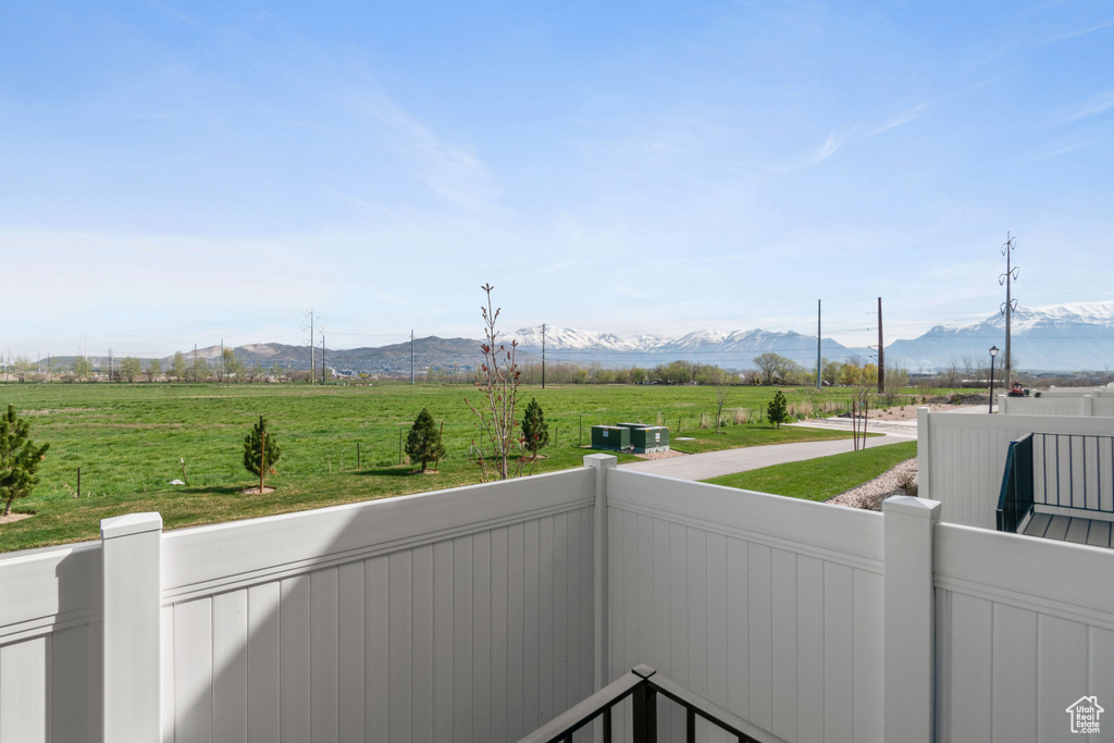 Exterior space featuring a rural view and a mountain view