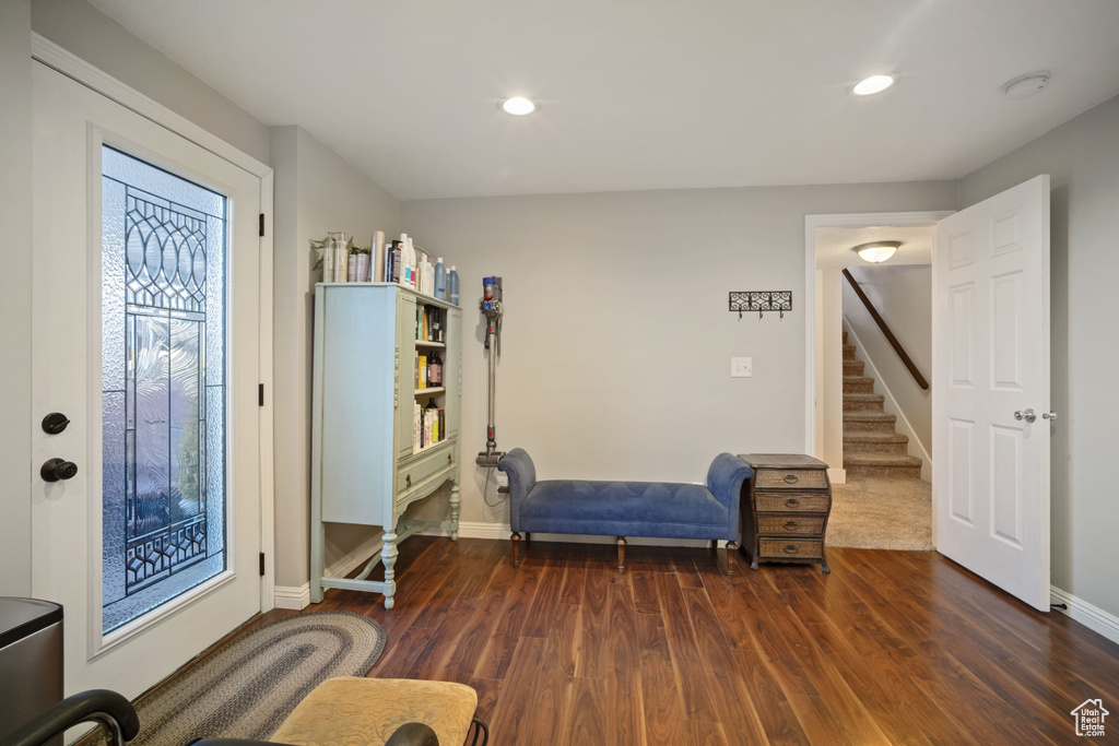 Living area featuring hardwood / wood-style floors