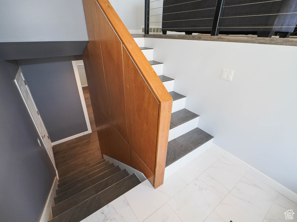 Stairs with tile flooring
