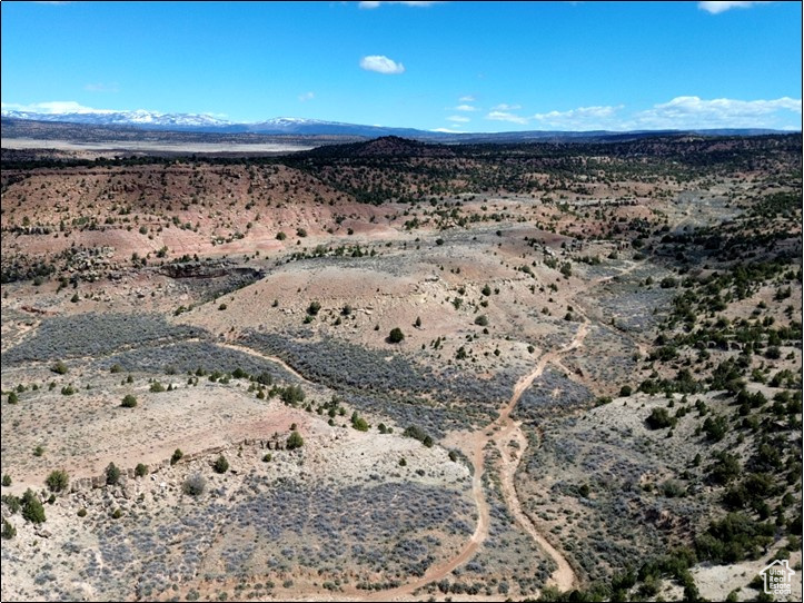 Aerial view featuring a mountain view