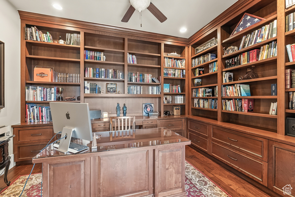 Home office featuring hardwood / wood-style flooring